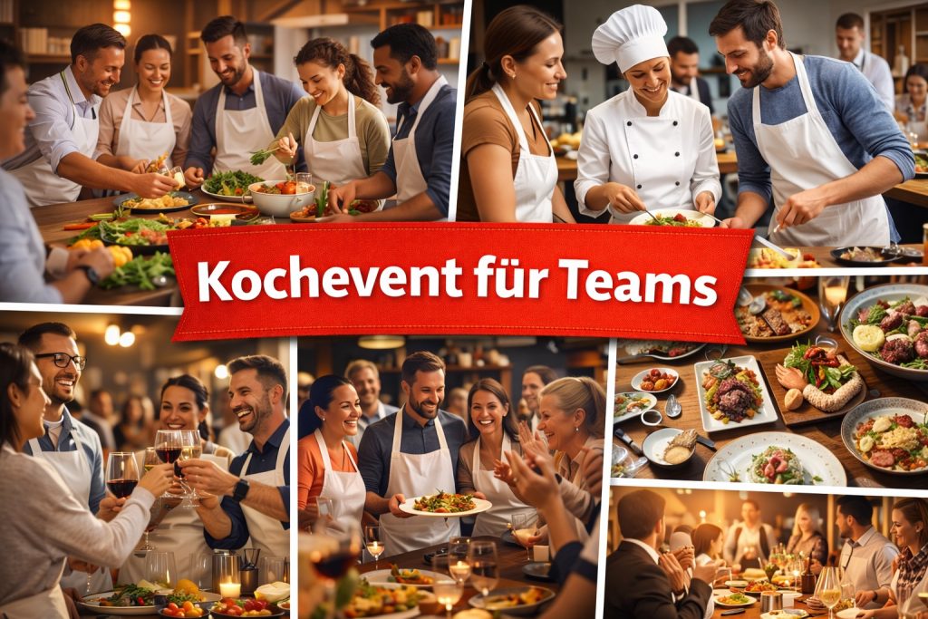 Erlebniskochen als Teamevent. Kochen als Aufgabe für ein Team erzeugt direktes Feedback. Verderben zu viele Köche wirklich den Brei?